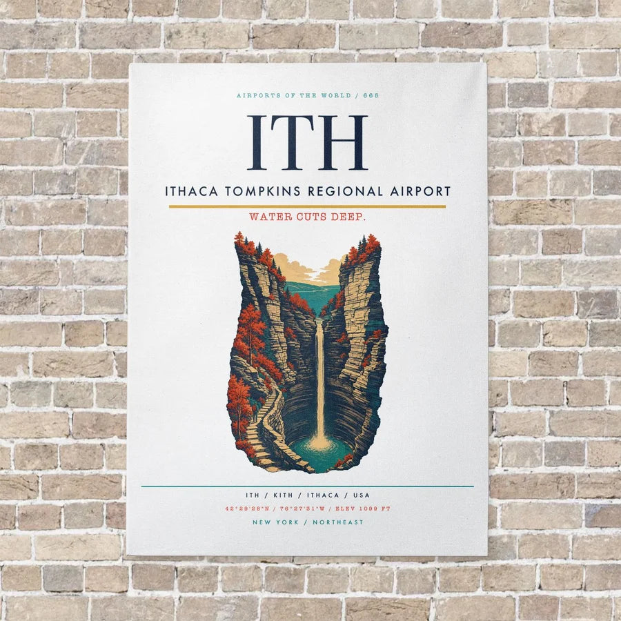 Ithaca Tompkins Regional Airport ITH vertical canvas print - no frame - white background