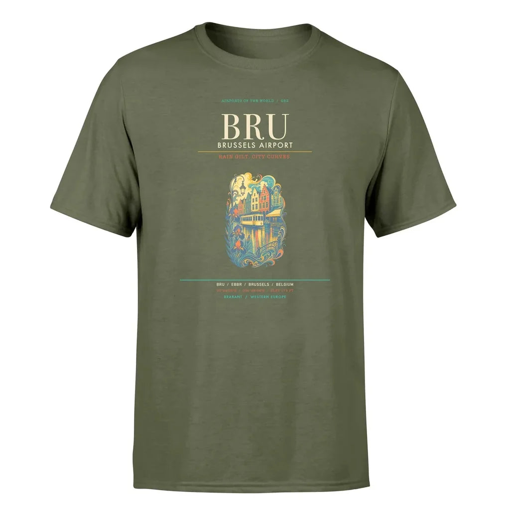 Brussels Airport (BRU) Premium T-Shirt Green Army