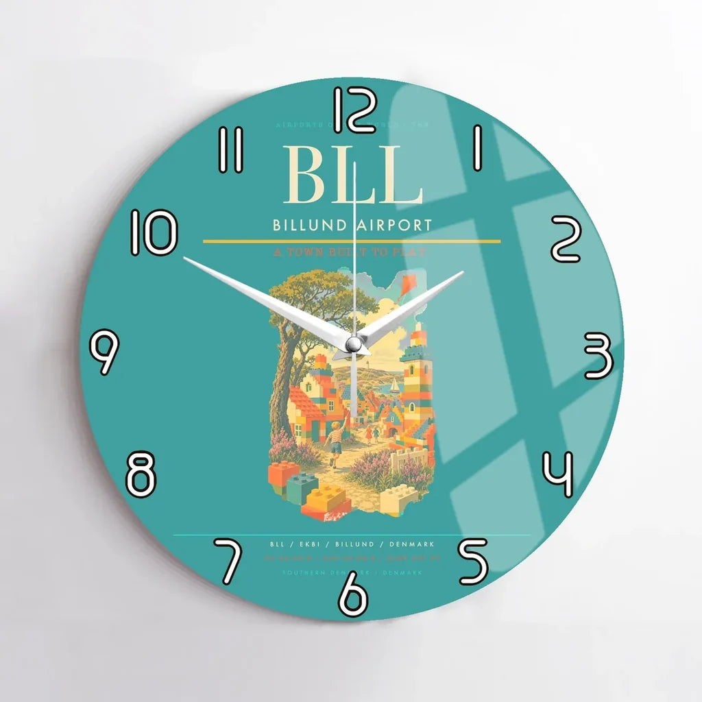 Billund Airport BLL Wall-Clock No-Frame - Turquoise