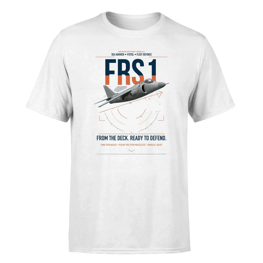 British Aerospace Sea Harrier FRS.1 design on white t-shirt, single-side print