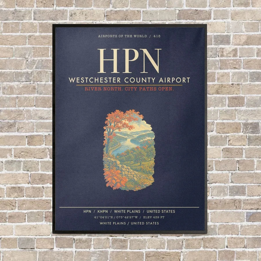 Westchester County Airport HPN - Canvas Framed - Navy Blue