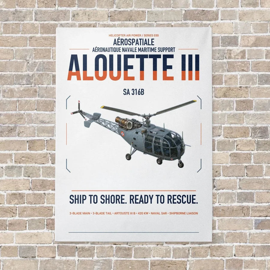 Aérospatiale SA 316B Alouette III vertical canvas print - no frame - white background