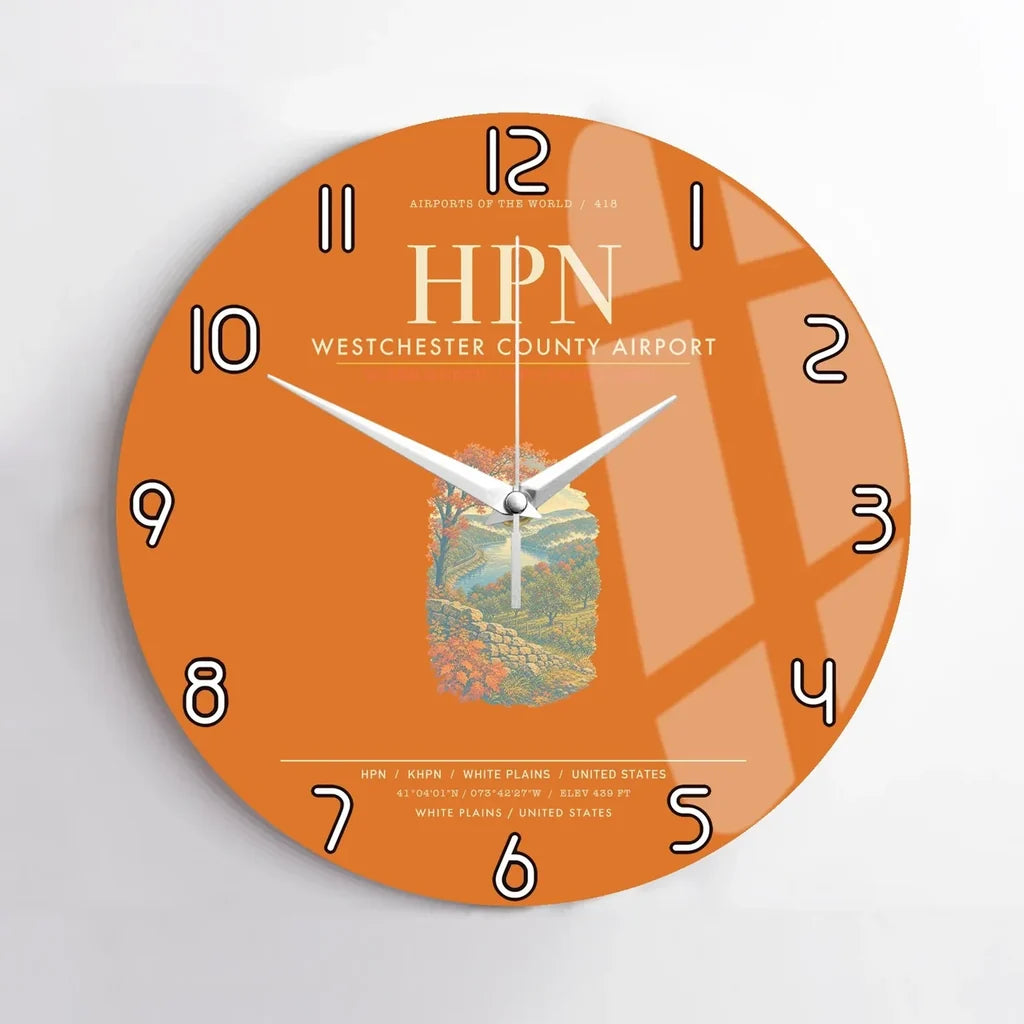 Westchester County Airport HPN Wall-Clock No-Frame - Orange