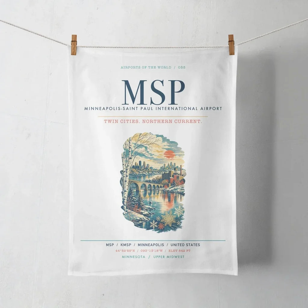 Minneapolis-Saint Paul International Airport (MSP) design on white towel