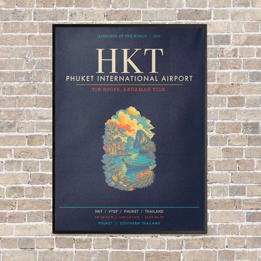 Phuket International Airport HKT - Canvas Framed - Navy Blue