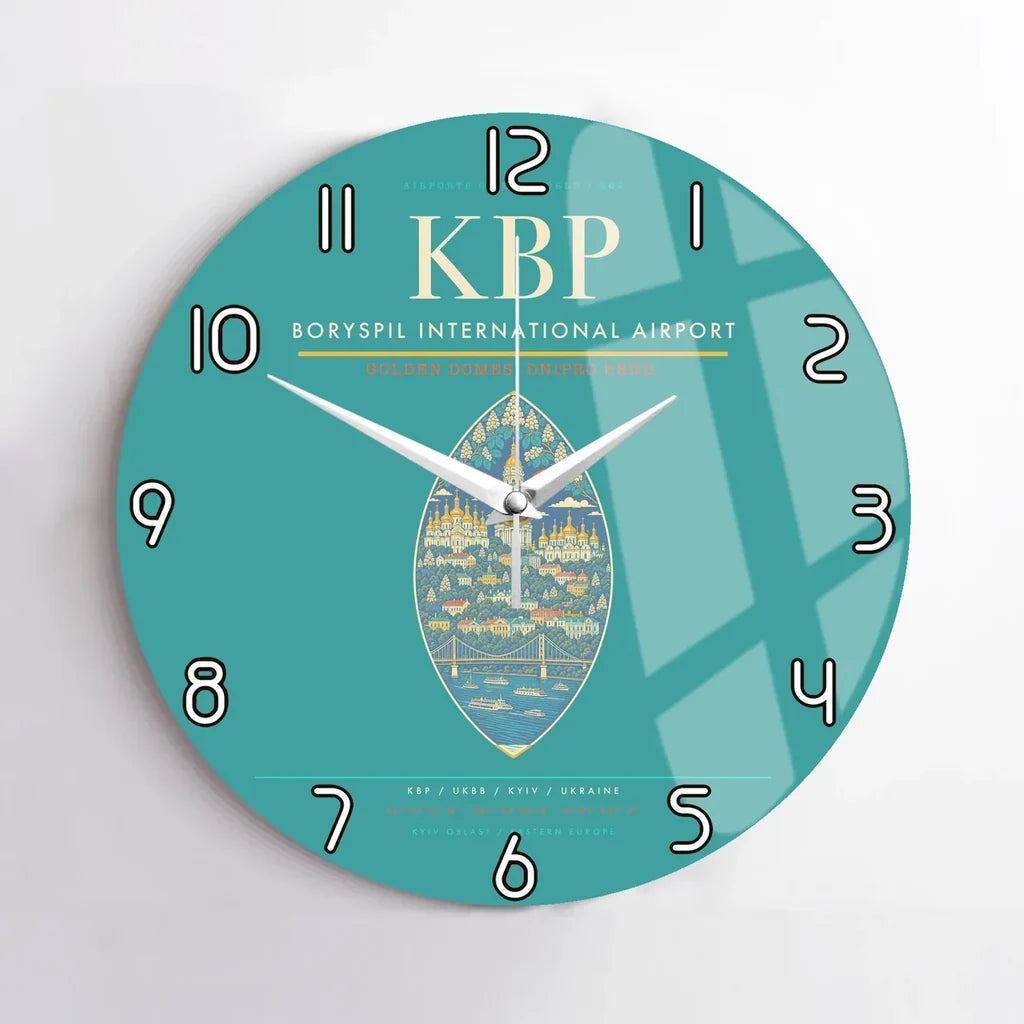 Boryspil International Airport KBP Wall-Clock No-Frame - Turquoise
