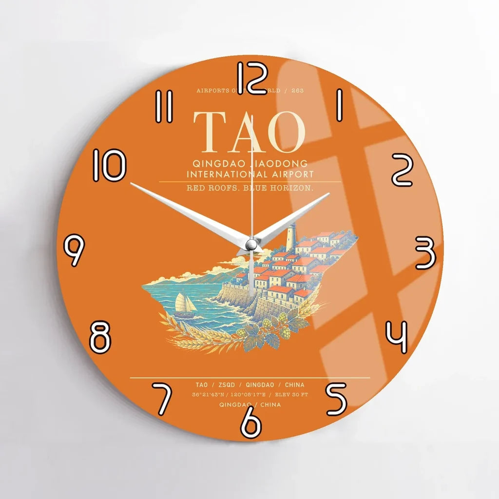 Qingdao Jiaodong International Airport TAO Wall-Clock No-Frame - Orange