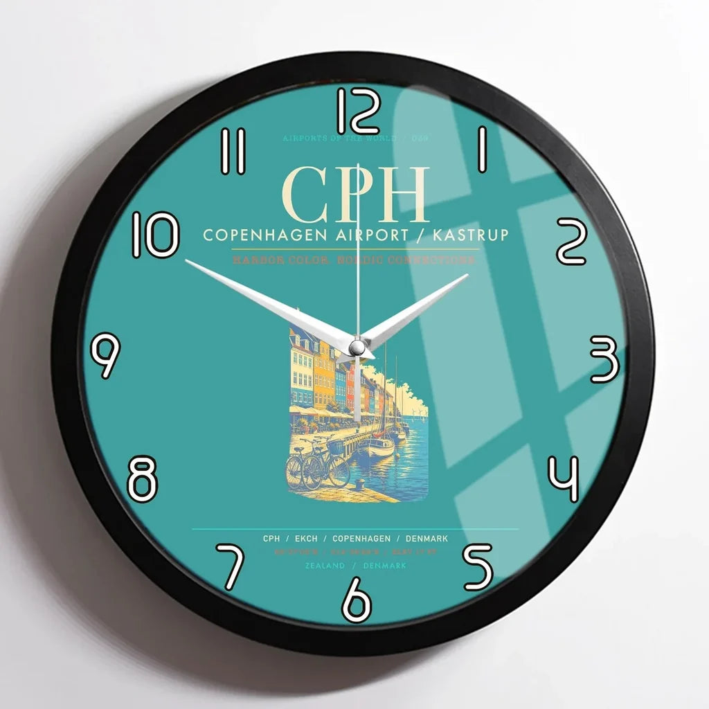 Copenhagen Airport Kastrup CPH Wall-Clock Framed - Turquoise