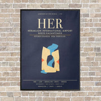 Thumbnail for Heraklion International Airport Nikos Kazantzakis HER - Canvas Framed - Navy Blue
