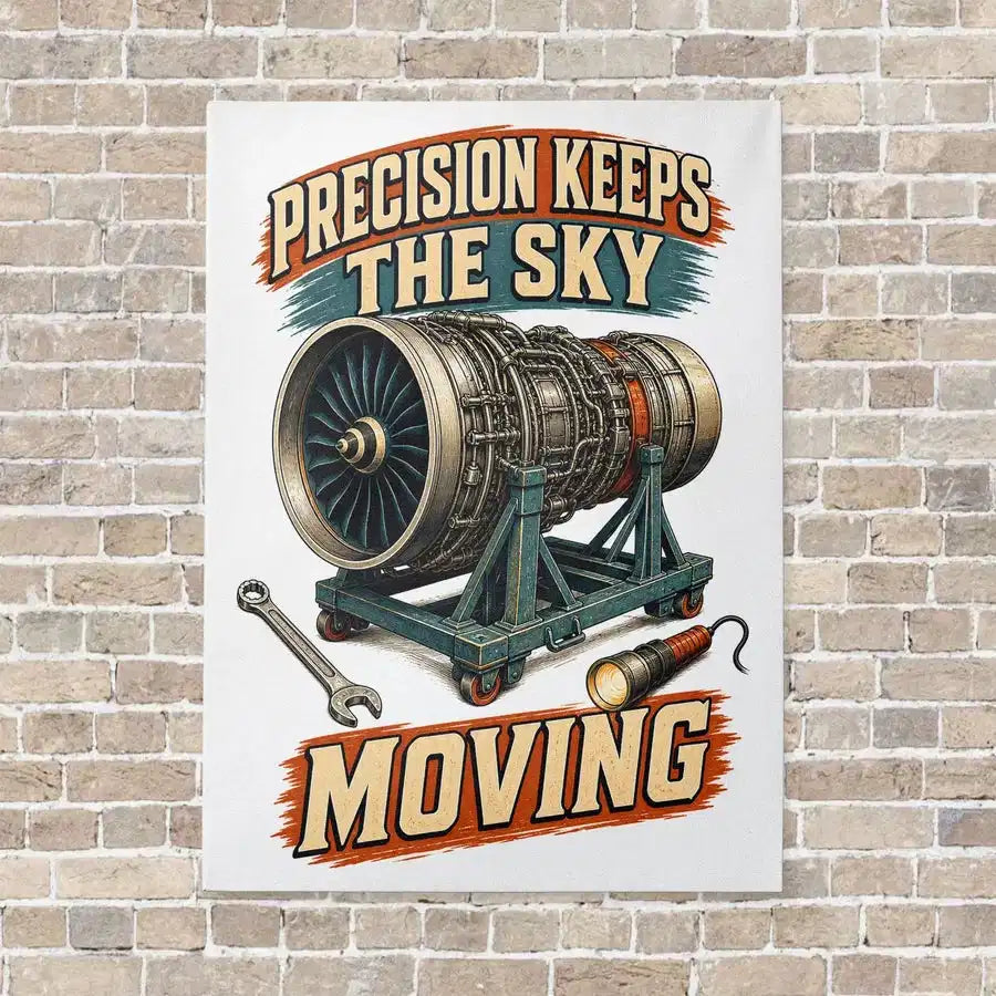 Precision Keeps The Sky Moving vertical canvas print - no frame - white background