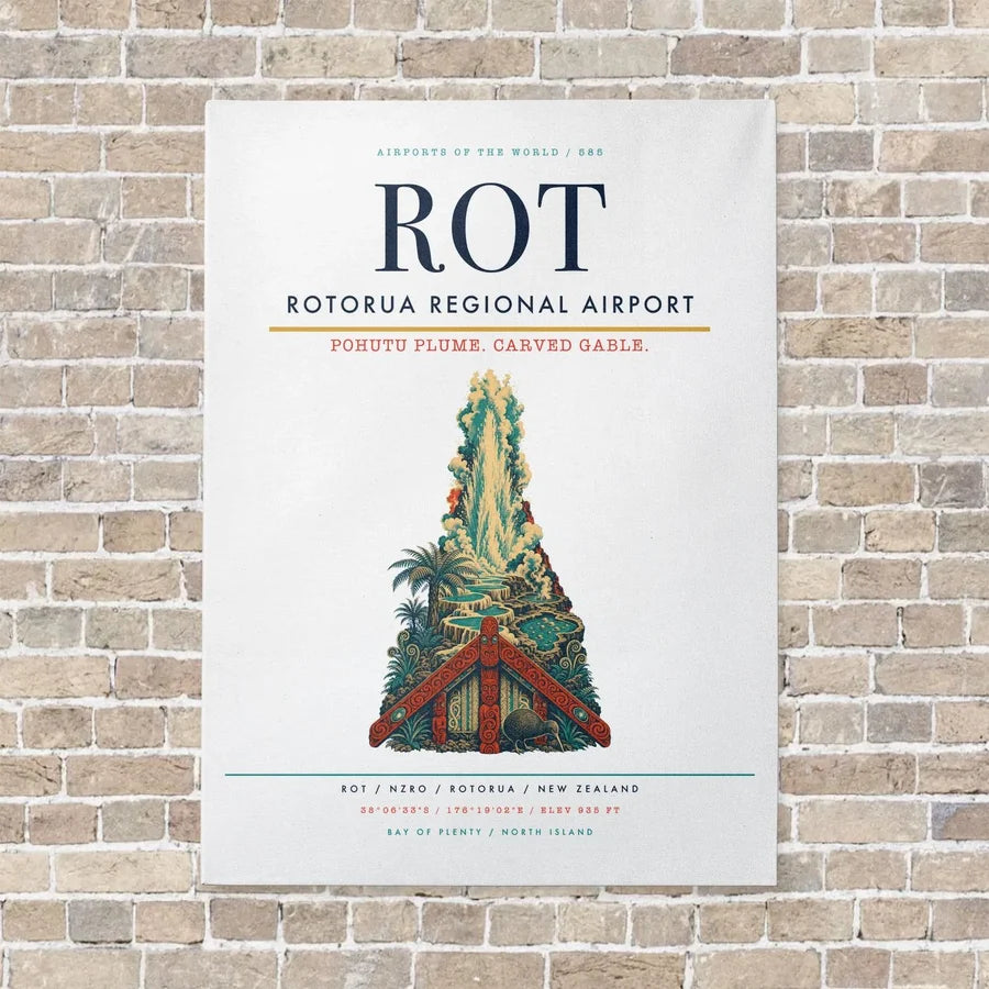 Rotorua Regional Airport ROT vertical canvas print - no frame - white background