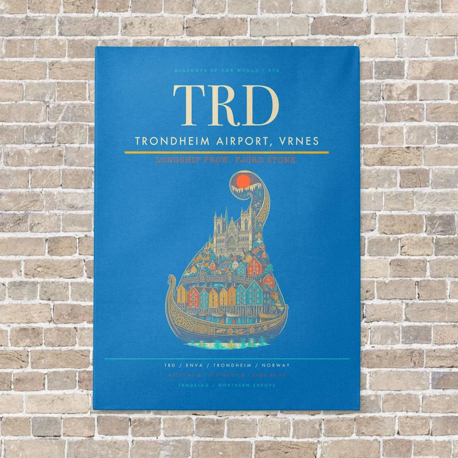 Trondheim Airport, Vrnes TRD - Canvas No Frame - Turquoise