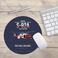 Thumbnail for Sikorsky S-92A design on navy blue round mouse pad