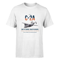 Thumbnail for C-2A Greyhound design on white double-side t-shirt, single-side print