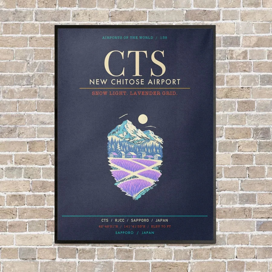 New Chitose Airport Sapporo CTS - Canvas Framed - Navy Blue