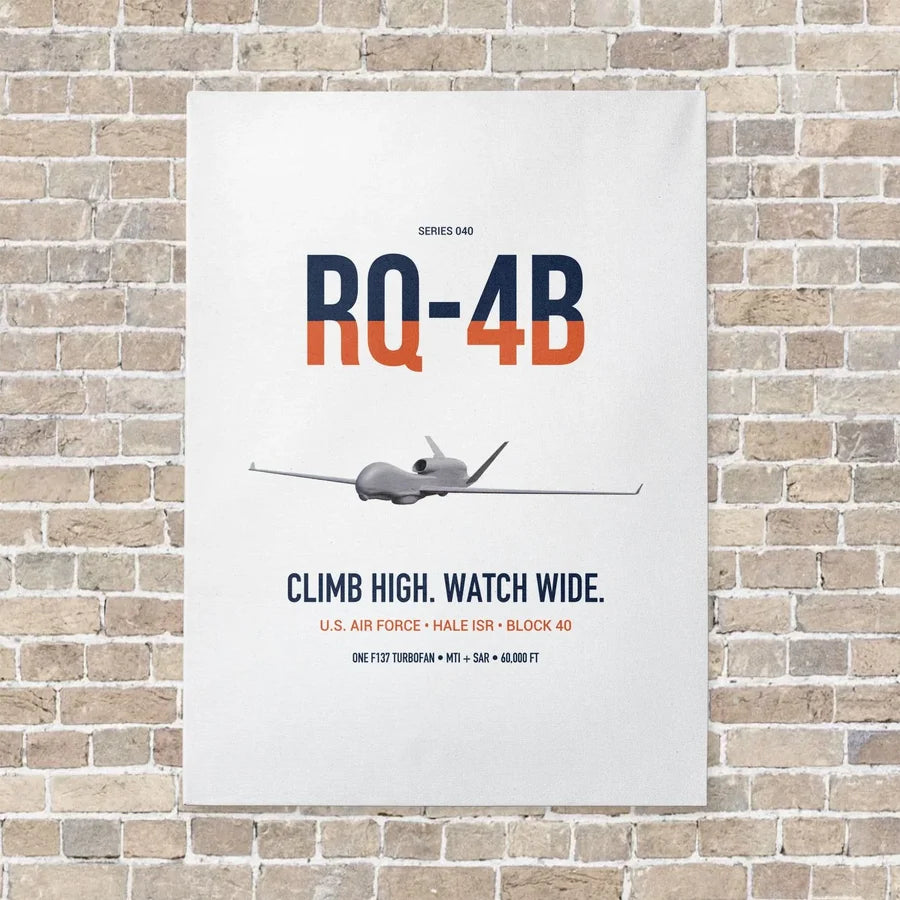 RQ-4B Global Hawk vertical canvas print - no frame - white background