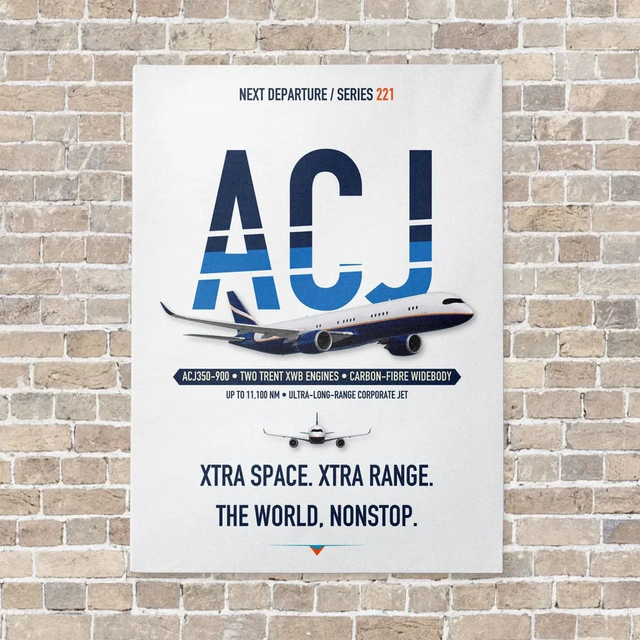 Airbus ACJ350 / exact ACJ350-900 vertical canvas print - no frame - white background