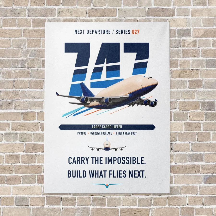 Boeing 747-400 Dreamlifter vertical canvas print - no frame - white background