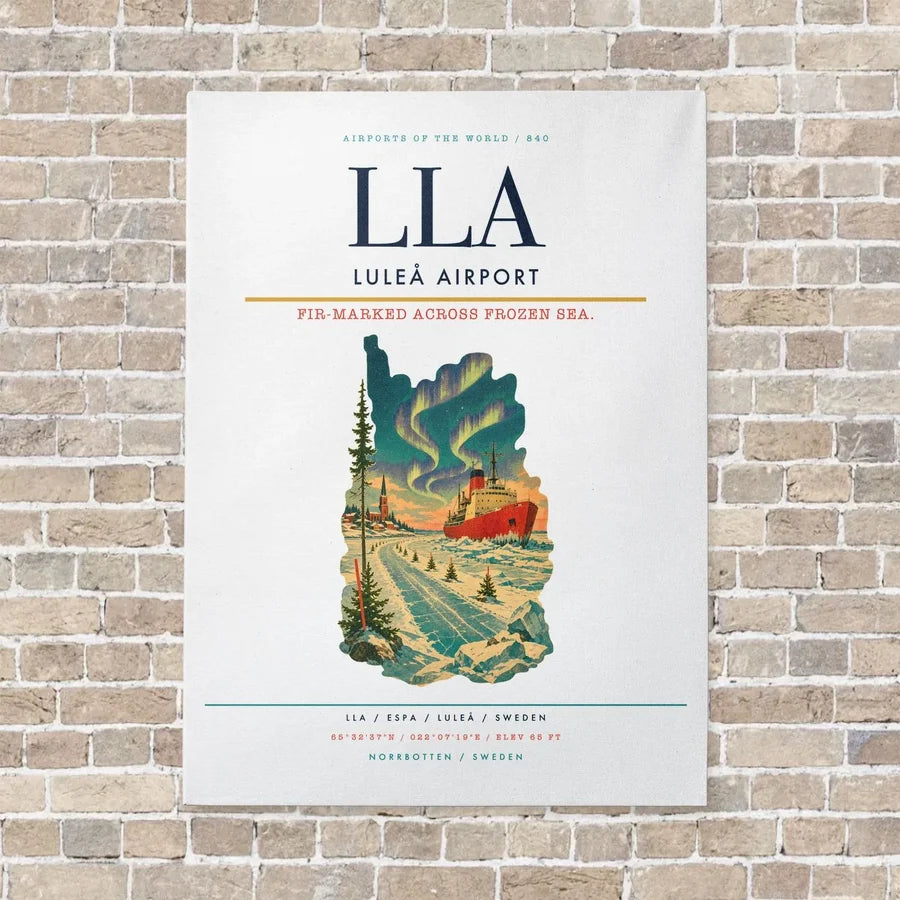 Luleå Airport LLA vertical canvas print - no frame - white background