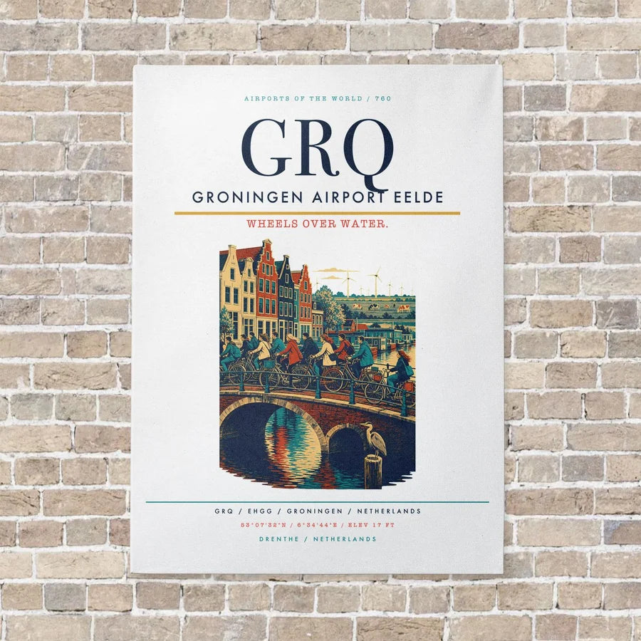 Groningen Airport Eelde GRQ vertical canvas print - no frame - white background