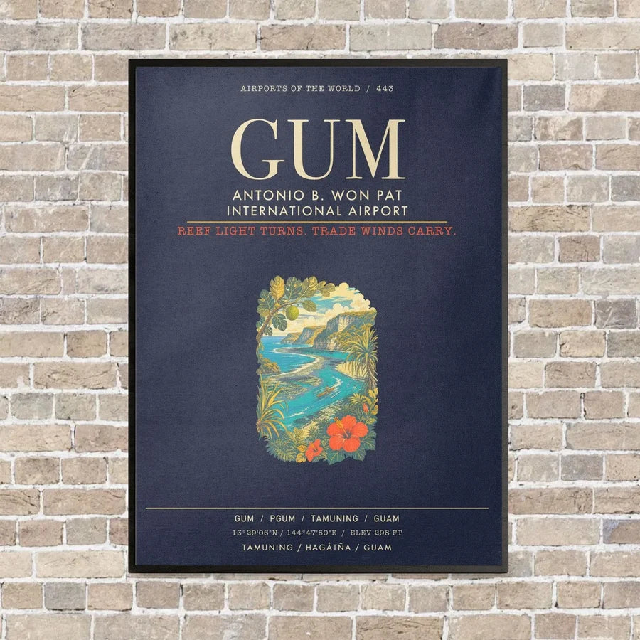 Antonio B. Won Pat International Airport GUM - Canvas Framed - Navy Blue