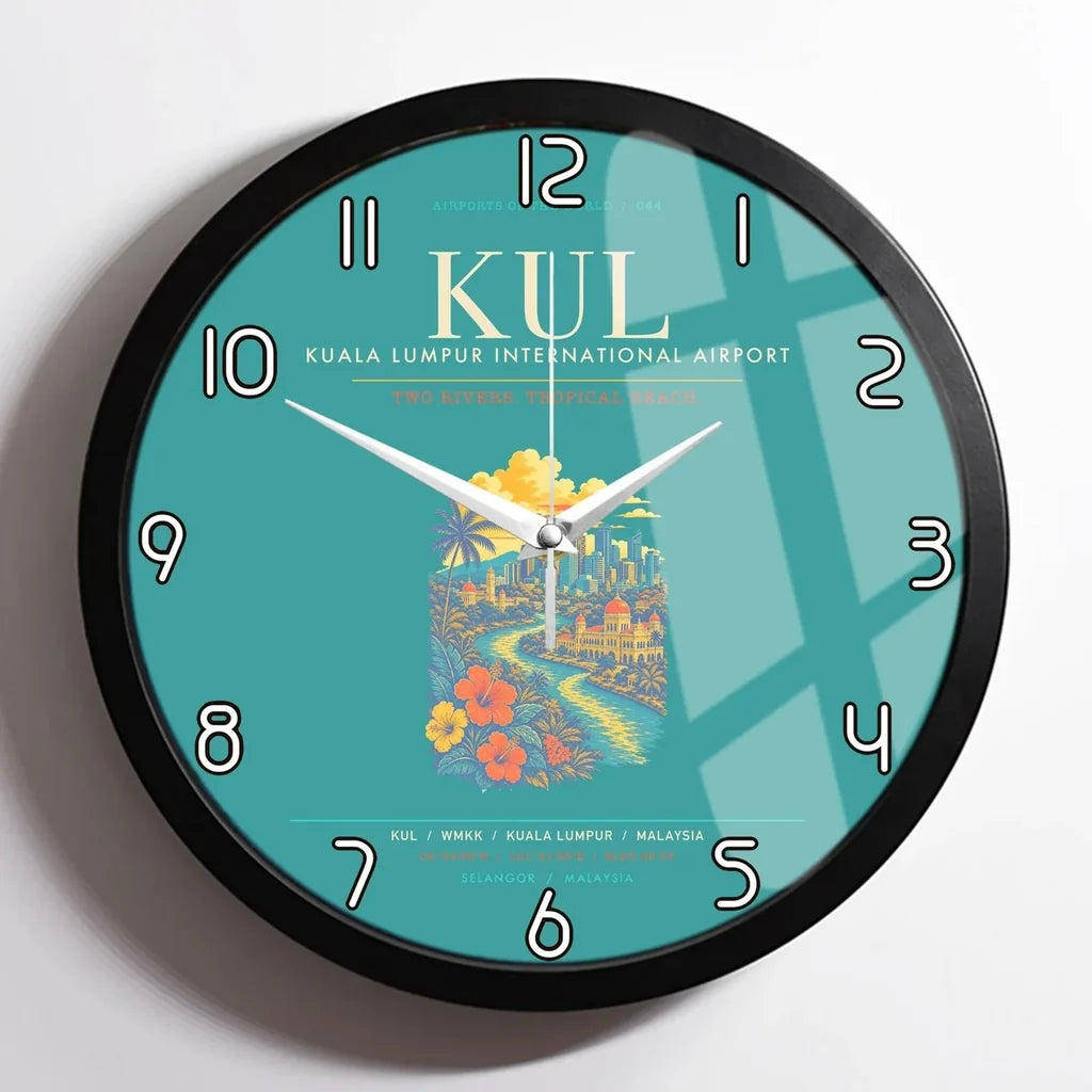Kuala Lumpur International Airport KUL Wall-Clock Framed - Turquoise