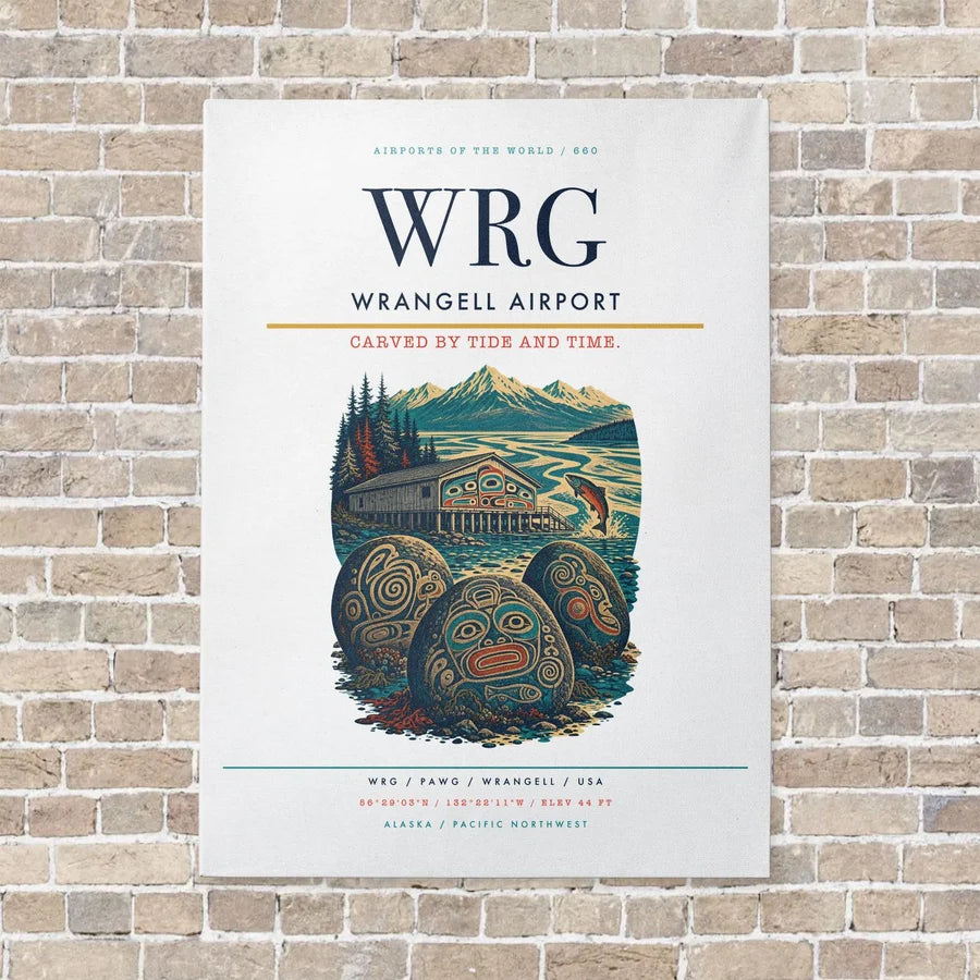 Wrangell Airport WRG vertical canvas print - no frame - white background
