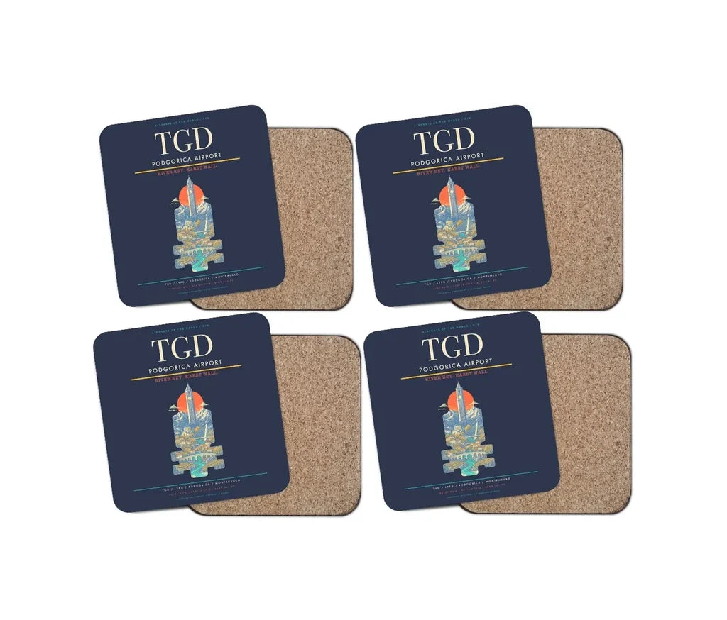 Podgorica Airport TGD Coaster 4-Pieces-Set - Navy Blue