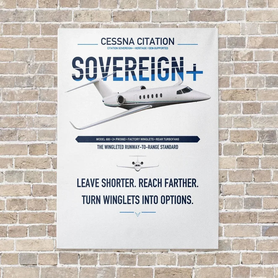Cessna Citation Sovereign+ vertical canvas print - no frame - white background