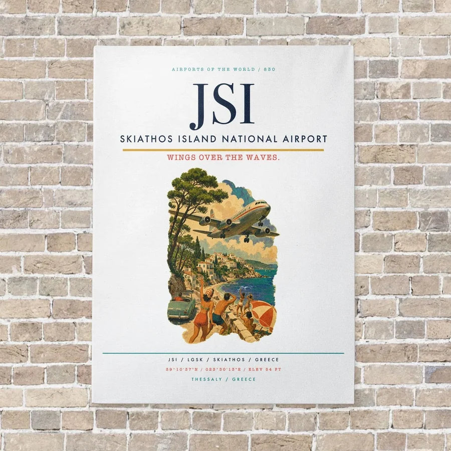 Skiathos Island National Airport JSI vertical canvas print - no frame - white background