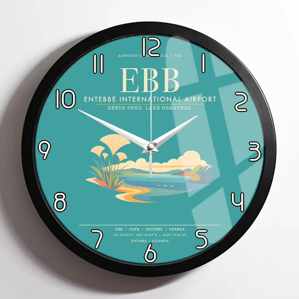Entebbe International Airport EBB Wall-Clock Framed - Turquoise