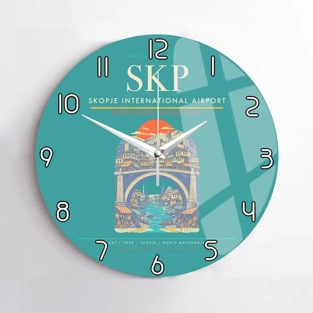 Skopje International Airport SKP Wall-Clock No-Frame - Turquoise