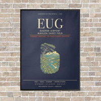 Thumbnail for Eugene Airport Mahlon Sweet Field EUG - Canvas Framed - Navy Blue