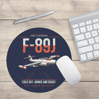 Thumbnail for F-89J Scorpion design on navy blue round mouse pad