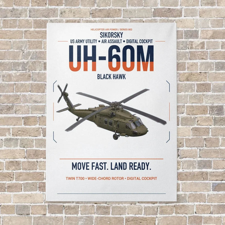 Sikorsky UH-60M Black Hawk vertical canvas print - no frame - white background