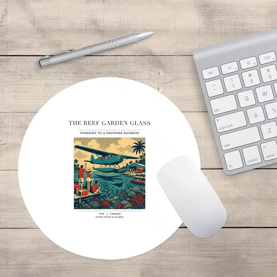 VINTAGE G4410 - The Reef Garden Glass - Designed Mouse Pads design on white round