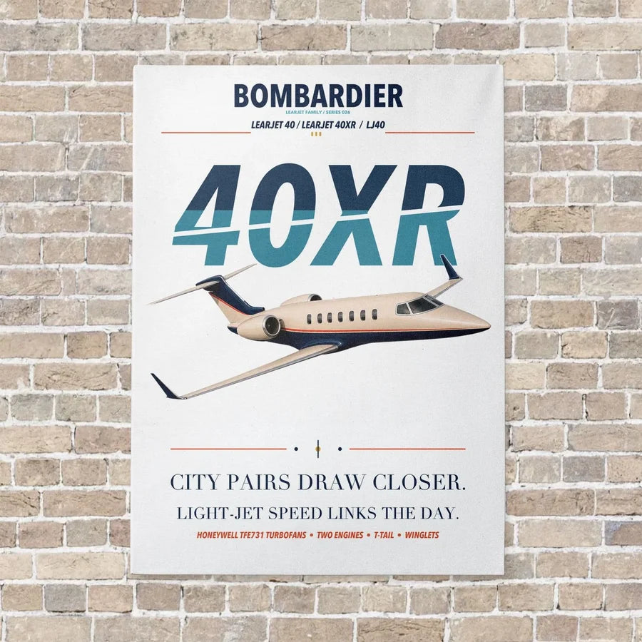 Bombardier Learjet 40XR vertical canvas print - no frame - white background