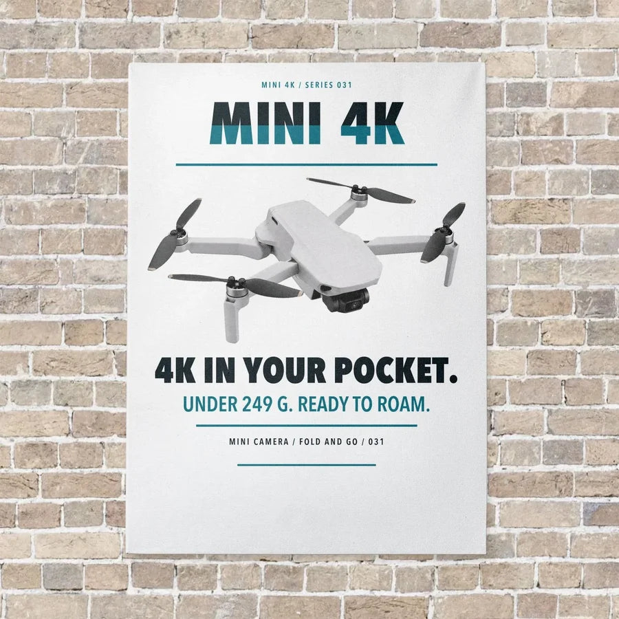 DJI Mini 4K vertical canvas print - no frame - white background