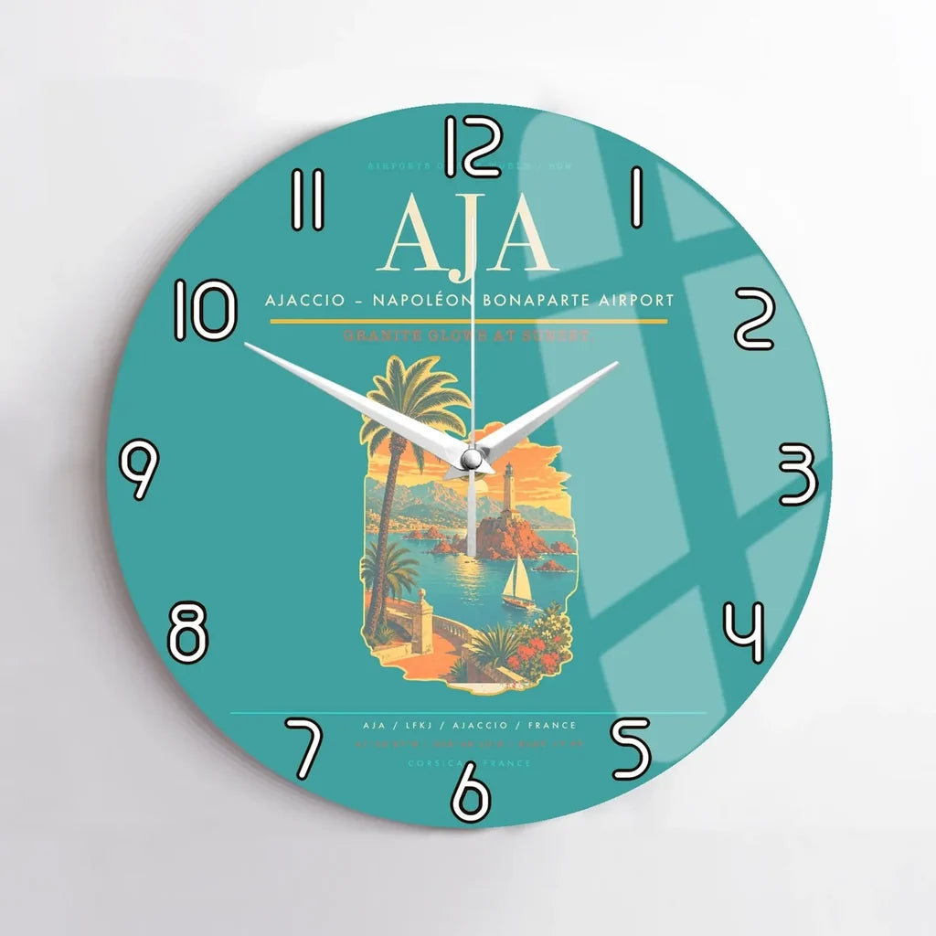 Ajaccio  Napoleon Bonaparte Airport AJA Wall-Clock No-Frame - Turquoise