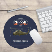 Thumbnail for Sikorsky CH-34C Choctaw design on navy blue round mouse pad