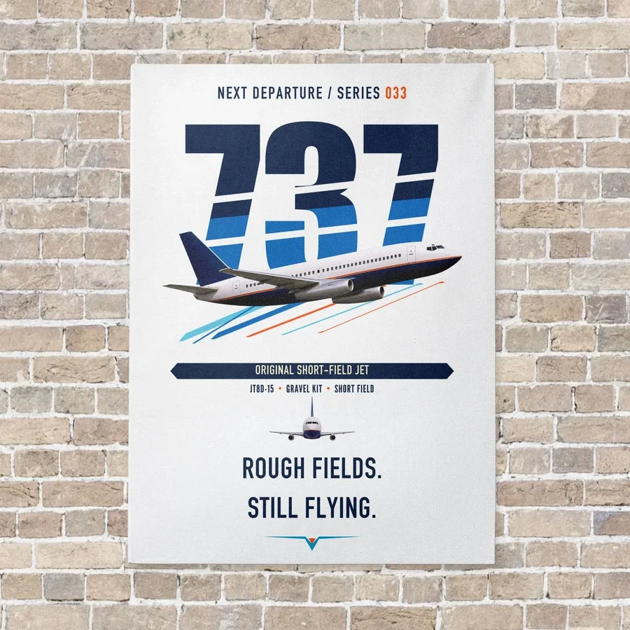 Boeing 737-200 vertical canvas print - no frame - white background