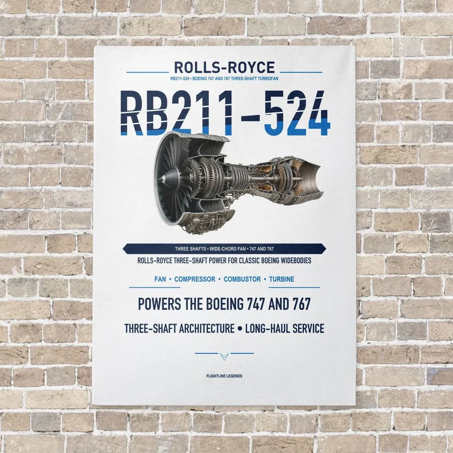 RB211-524 vertical canvas print - no frame - white background