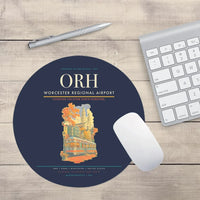 Thumbnail for Worcester Regional Airport (ORH) design on navy blue round mouse pad