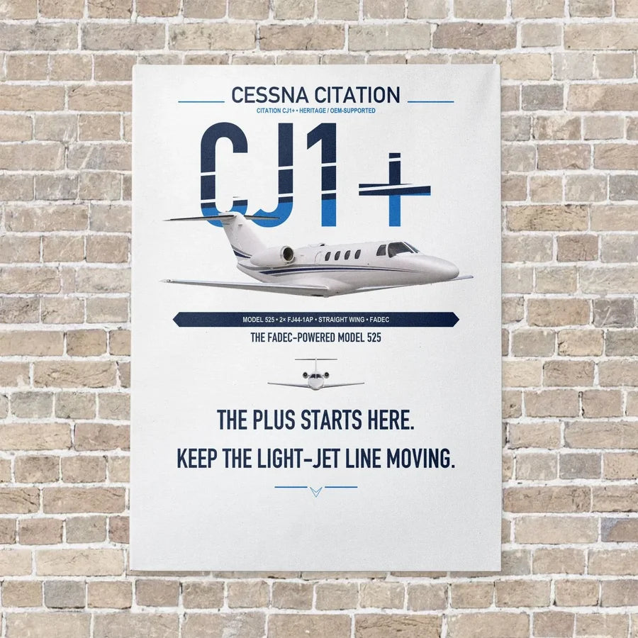 Cessna Citation CJ1+ vertical canvas print - no frame - white background