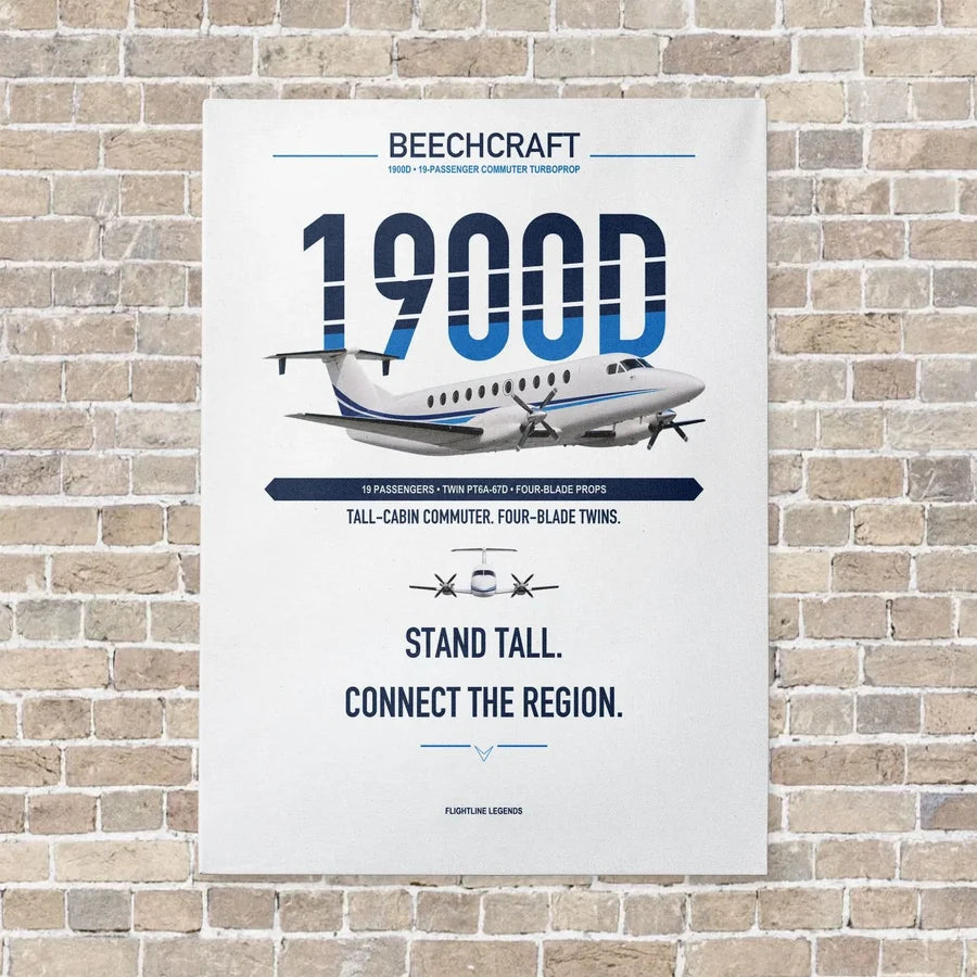 Beechcraft 1900D vertical canvas print - no frame - white background