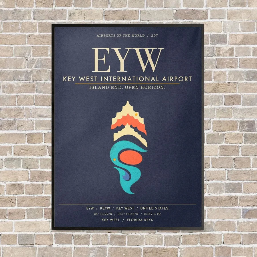Key West International Airport EYW - Canvas Framed - Navy Blue