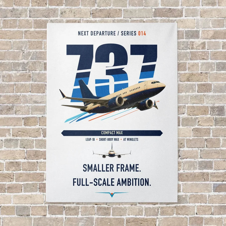 Boeing 737 MAX 7 vertical canvas print - no frame - white background