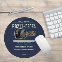Thumbnail for RB211-535E4 design on navy blue round mouse pad