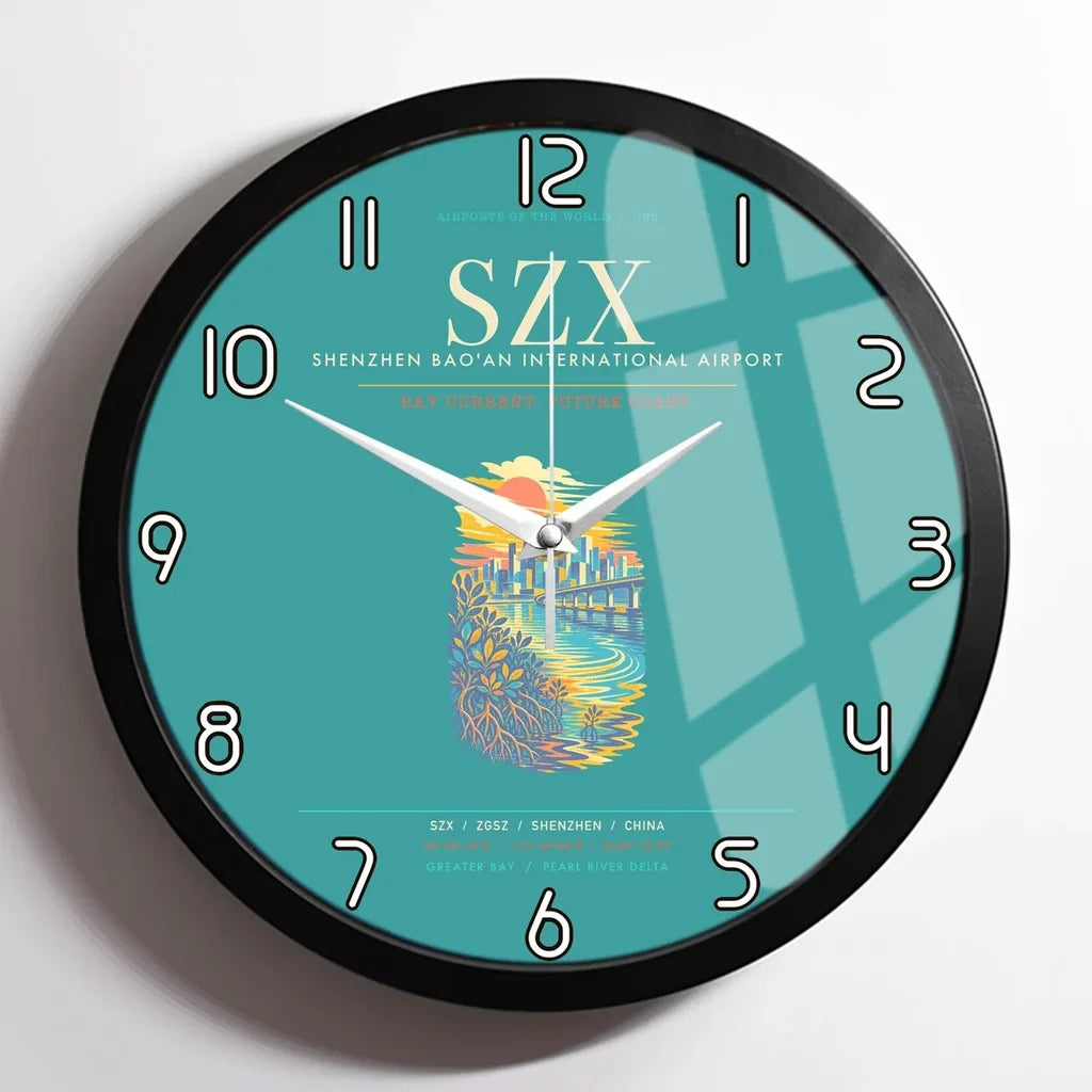 Shenzhen Bao'an International Airport SZX Wall-Clock Framed - Turquoise