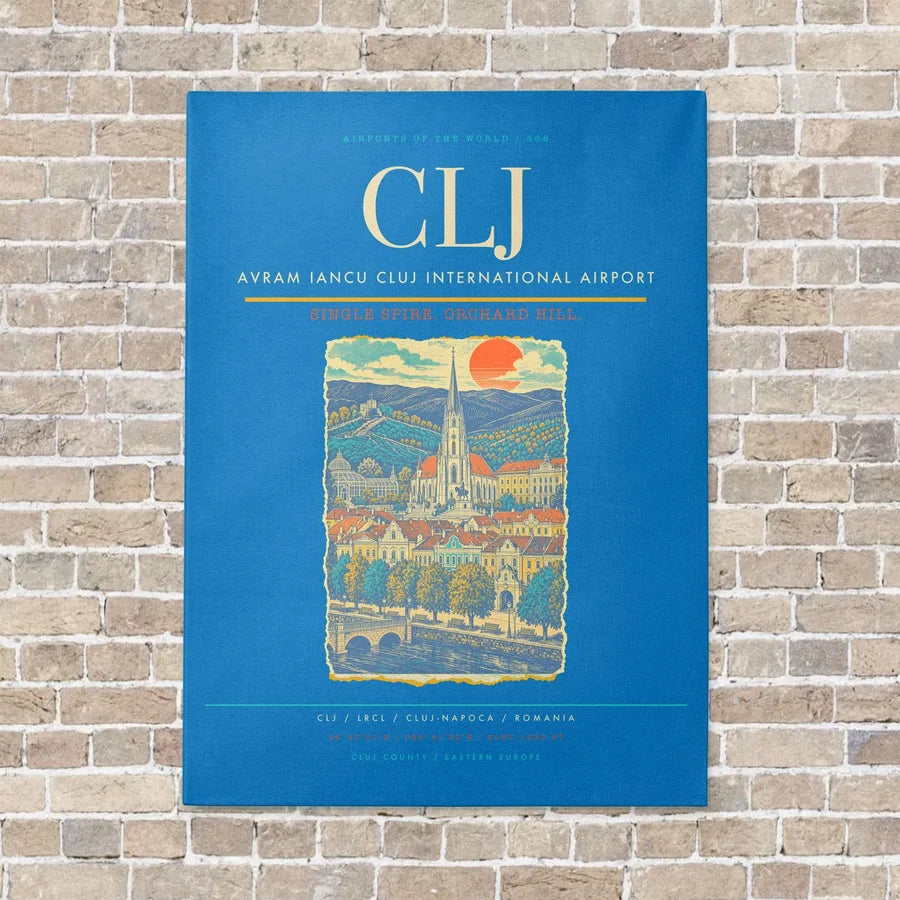 Avram Iancu Cluj International Airport CLJ - Canvas No Frame - Turquoise